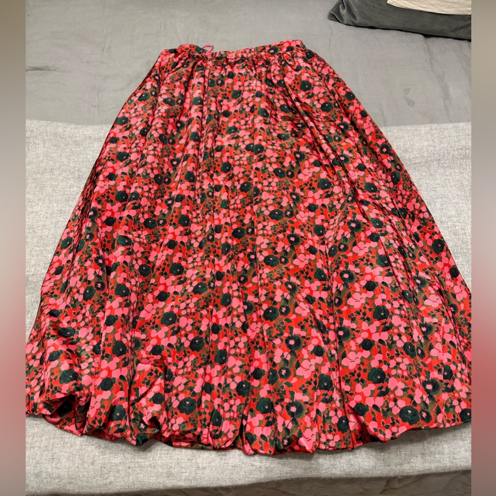 RHODE Floral Red and Black bubble Skirt